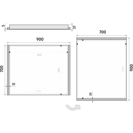 NIMCO ZP 11019 - LED Ogledalo za kupatilo sa pozadinskim osvetljenjem LED/21W/230V 6500K 70x90 cm IP44