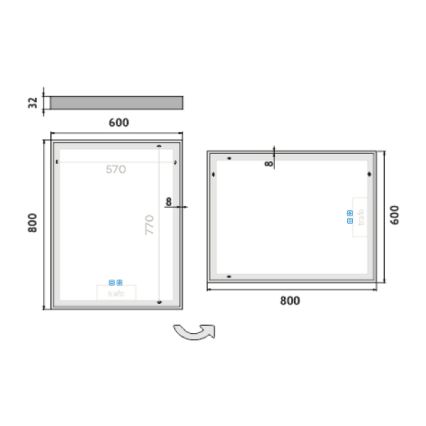 NIMCO ZP 13002VX - LED Ogledalo za kupaonicu sa prigušivim sa pozadinskim osvetljenjem LED/41W/230V 3000-6500K 80x60 cm IP44