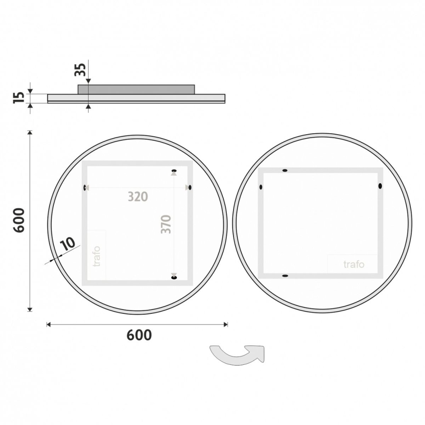 NIMCO ZP 26000R - LED Ogledalo za kupatilo sa pozadinskim osvetljenjem LED/26W/230V 6500K pr. 60 cm IP44