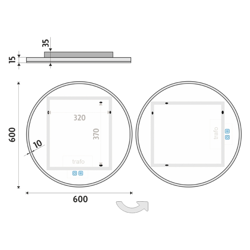 NIMCO ZP 26000RVX - LED Ogledalo za kupaonicu sa prigušivim sa pozadinskim osvetljenjem LED/26W/230V 3000-6500K pr. 60 cm IP44
