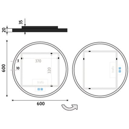 NIMCO ZPC 28000RVX-90 - LED Ogledalo za kupaonicu sa prigušivim sa pozadinskim osvetljenjem LED/26W/230V 3000-6500K pr. 60 cm matirana crno IP44
