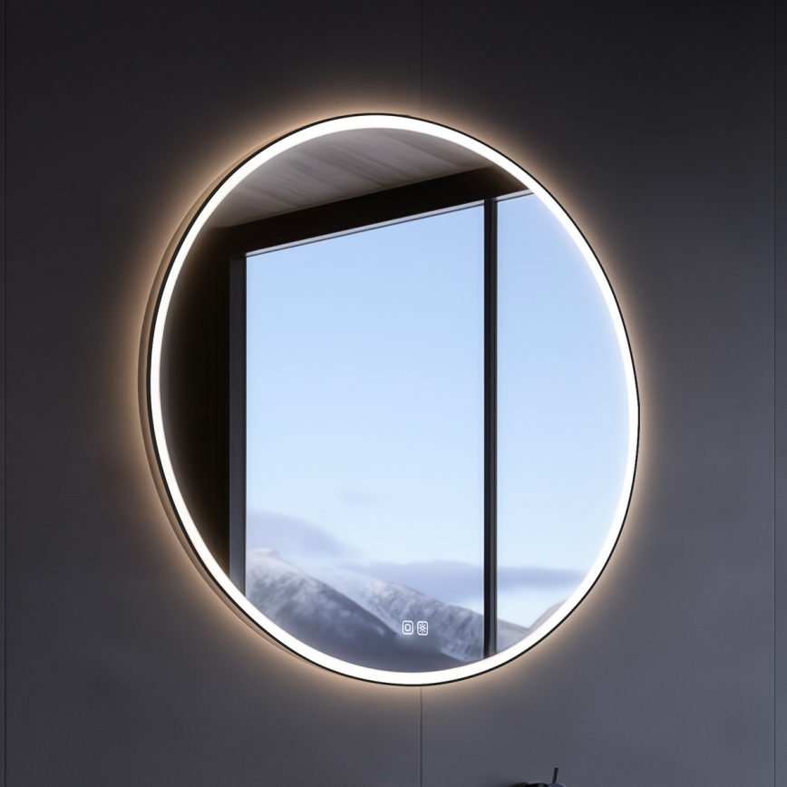 NIMCO ZPC 28000RVX-90 - LED Ogledalo za kupaonicu sa prigušivim sa pozadinskim osvetljenjem LED/26W/230V 3000-6500K pr. 60 cm matirana crno IP44
