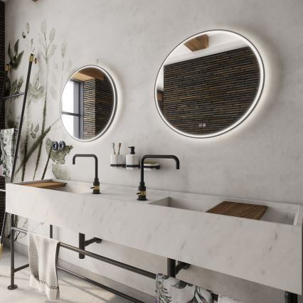 NIMCO ZPC 28000RVX-90 - LED, prigušiva ogledalo za kupatilo sa pozadinskim osvetljenjem LED/26W/230V 3000-6500K prečnik 60 cm mat crna IP44