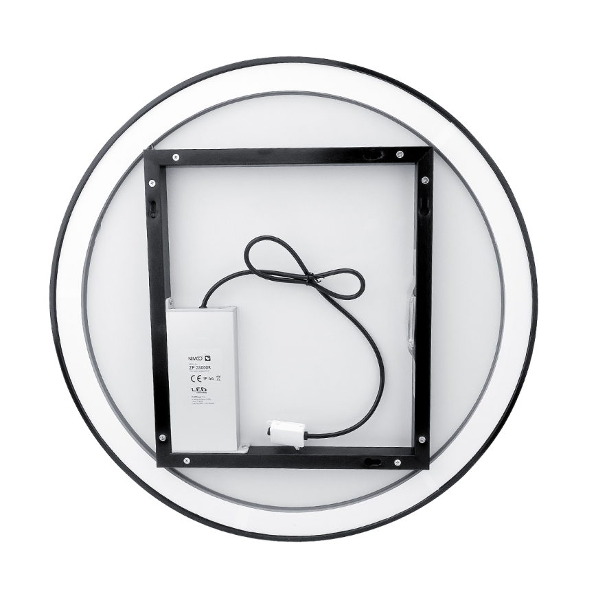 NIMCO ZPC 28000RVX-90 - LED, prigušiva ogledalo za kupatilo sa pozadinskim osvetljenjem LED/26W/230V 3000-6500K prečnik 60 cm mat crna IP44