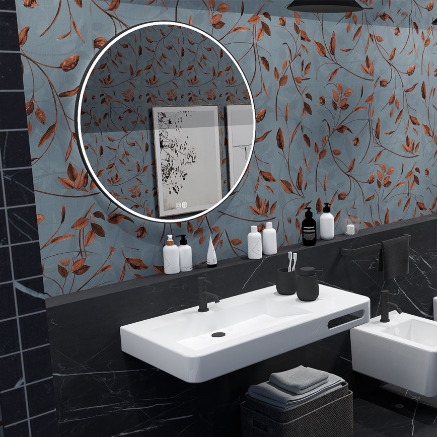 NIMCO ZPC 28001RVX-90 - LED prigušiva kupatilsko ogledalo sa pozadinskim osvetljenjem LED/33W/230V 3000-6500K prečnika 70 cm mat crne boje IP44