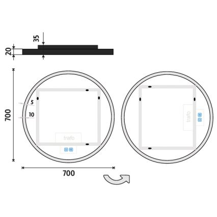 NIMCO ZPC 28001RVX-90 - LED prigušiva kupatilsko ogledalo sa pozadinskim osvetljenjem LED/33W/230V 3000-6500K prečnika 70 cm mat crne boje IP44