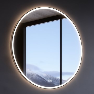 NIMCO ZPC 28001RVX-90 - LED prigušiva kupatilsko ogledalo sa pozadinskim osvetljenjem LED/33W/230V 3000-6500K prečnika 70 cm mat crne boje IP44