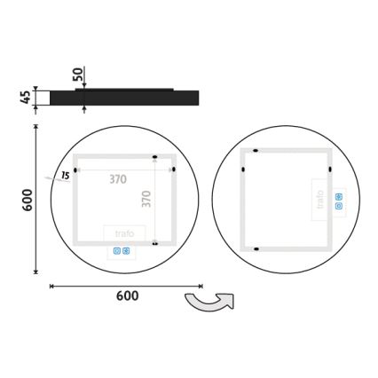 NIMCO ZPC 31000RVX-90 - LED Ogledalo za kupaonicu sa prigušivim sa pozadinskim osvetljenjem LED/20W/230V 3000-6500K pr. 60 cm matirana crno IP44