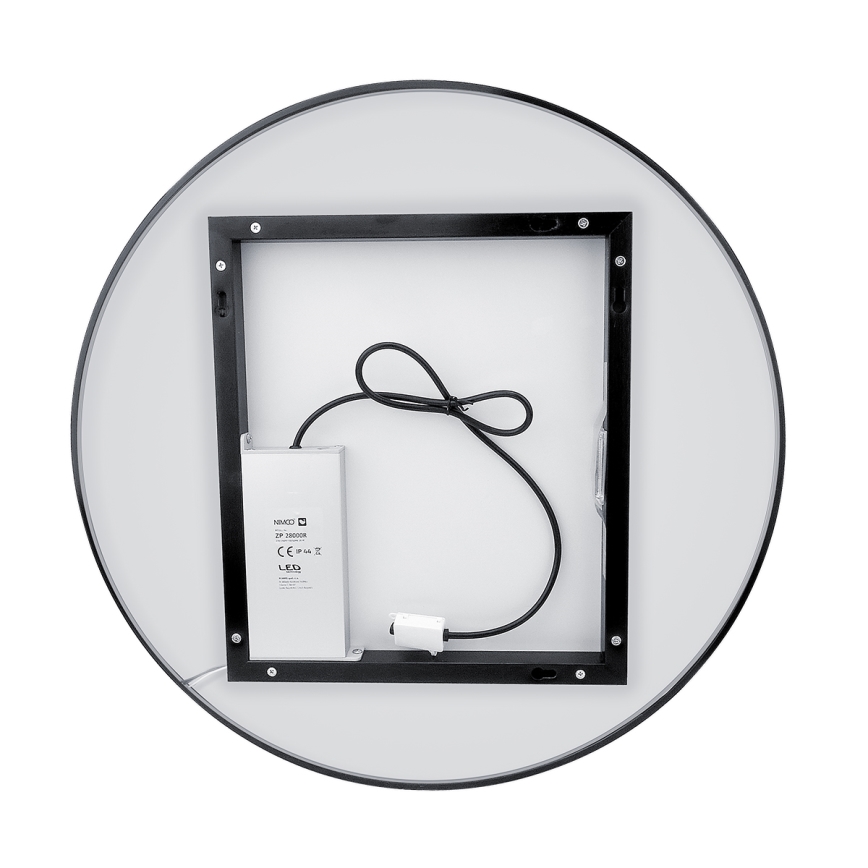 NIMCO ZPC 31002RVX-90 - LED Ogledalo za kupaonicu sa prigušivim sa pozadinskim osvetljenjem LED/26W/230V 3000-6500K pr. 80 cm matirana crno IP44