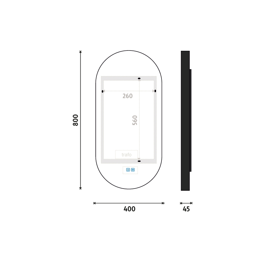 NIMCO ZPC 32002LVX-90 - LED Ogledalo za kupaonicu sa prigušivim sa pozadinskim osvetljenjem LED/25W/230V 3000-6500K 80x40 cm matirana crno  IP44