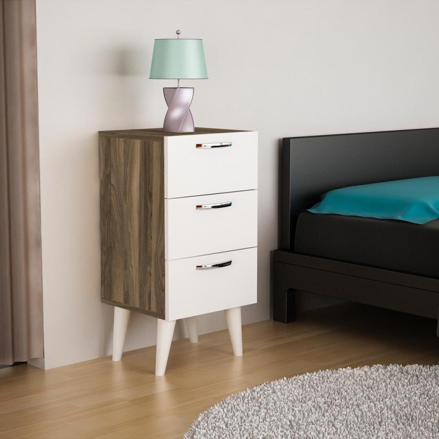 Noćni stočić BELLINI 80x40 cm braon/bela