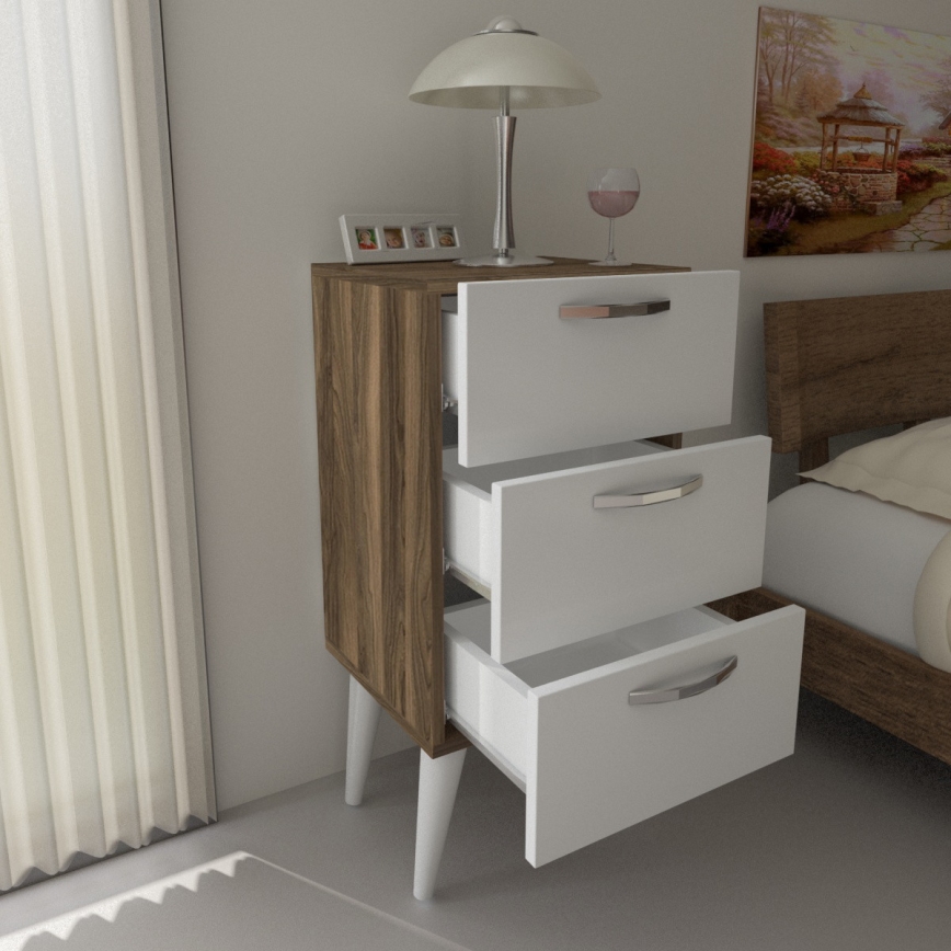 Noćni stočić BELLINI 80x40 cm braon/bela