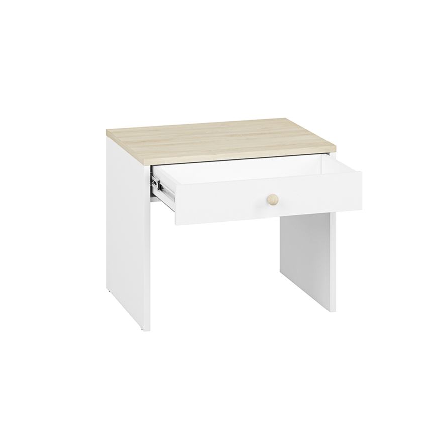 Noćni stočić BUBO 58x69 cm bela/bež