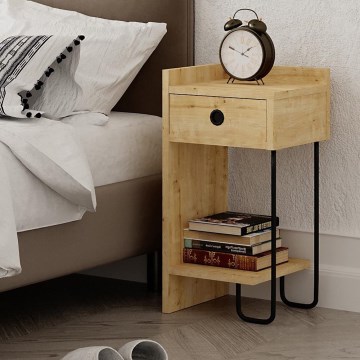 Noćni stočić CACTUS 60x29,5 cm bež/crna