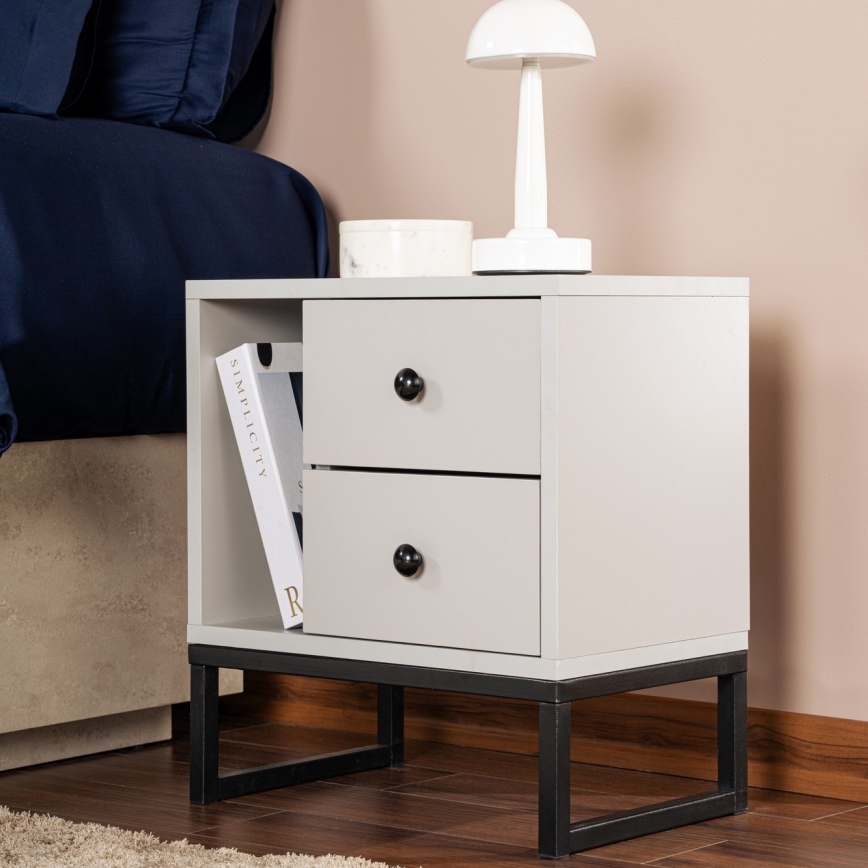 Noćni stočić GLIMMER 50x45,2 cm siva/crna