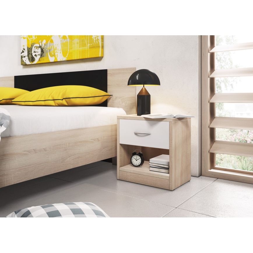 Noćni stočić NED hrast sonoma/bela