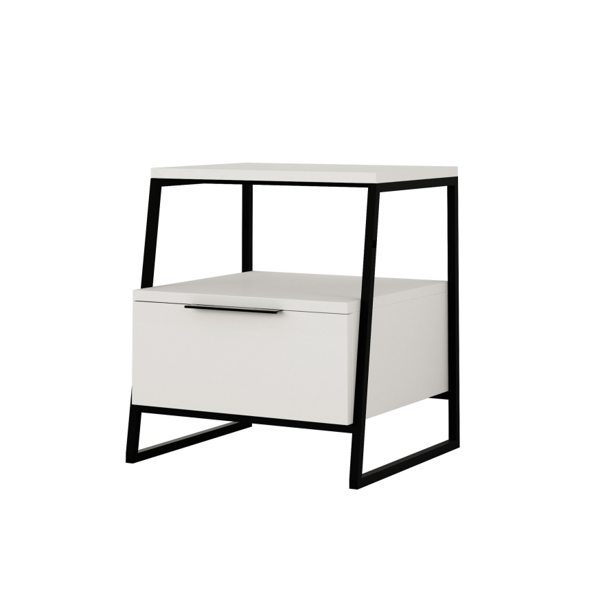 Noćni stočić PAL 50x45 cm bela/crna
