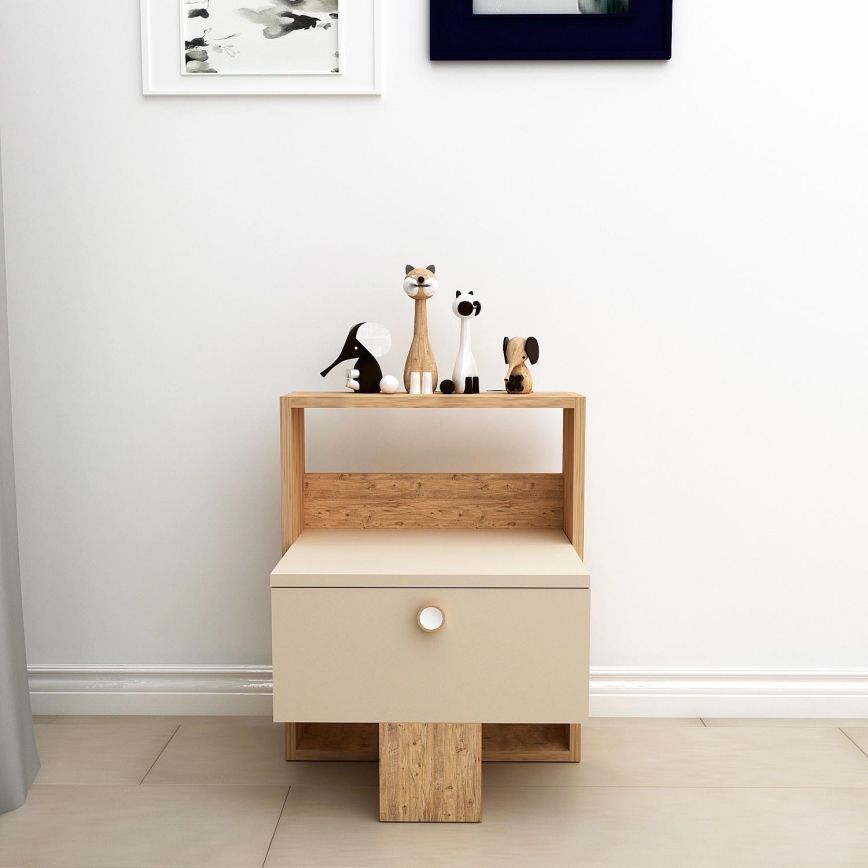 Noćni stočić SNEKER 60x48,6 cm bež/bor atlantic