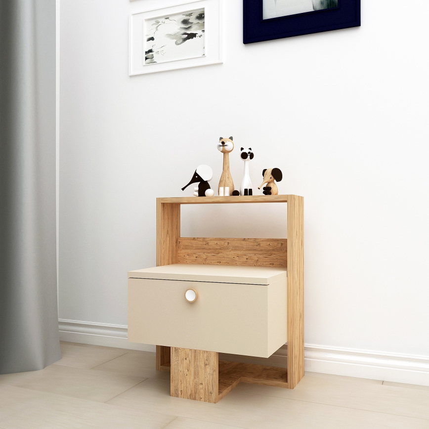 Noćni stočić SNEKER 60x48,6 cm bež/bor atlantic