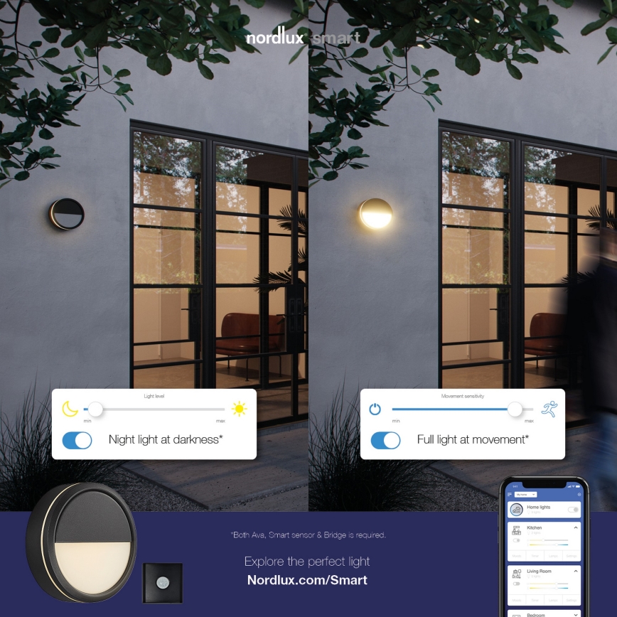Nordlux - LED Prigušiva spoljašnja zidna lampa AVA SMART LED/9,5W/230V 2700K IP54 crno