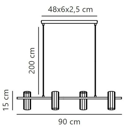 Nordlux - Luster na sajli ALANIS 4xGU10/15W/230V crno