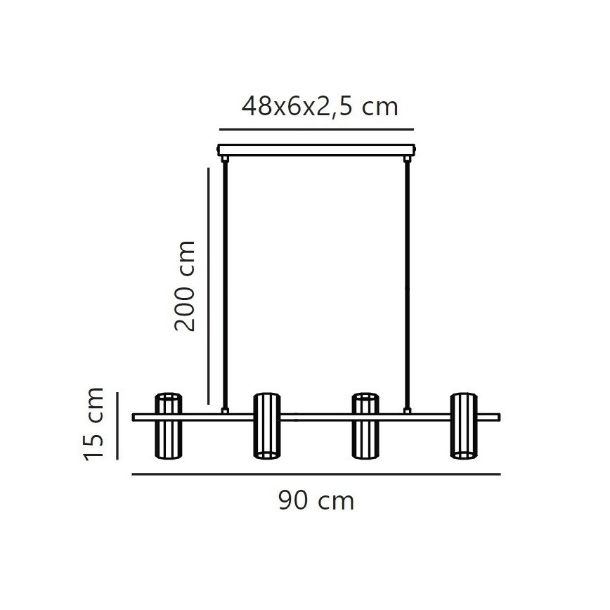 Nordlux - Luster na sajli ALANIS 4xGU10/15W/230V crno