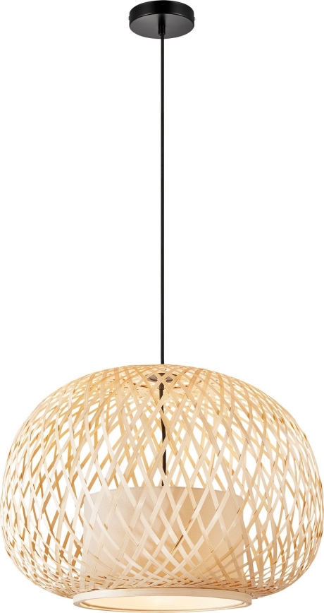 Nordlux - Luster na sajli HISOKA 1xE27/40W/230V crno/bambus