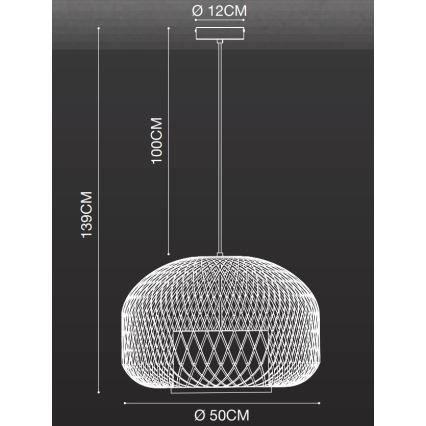 Nordlux - Luster na sajli HISOKA 1xE27/40W/230V crno/bambus