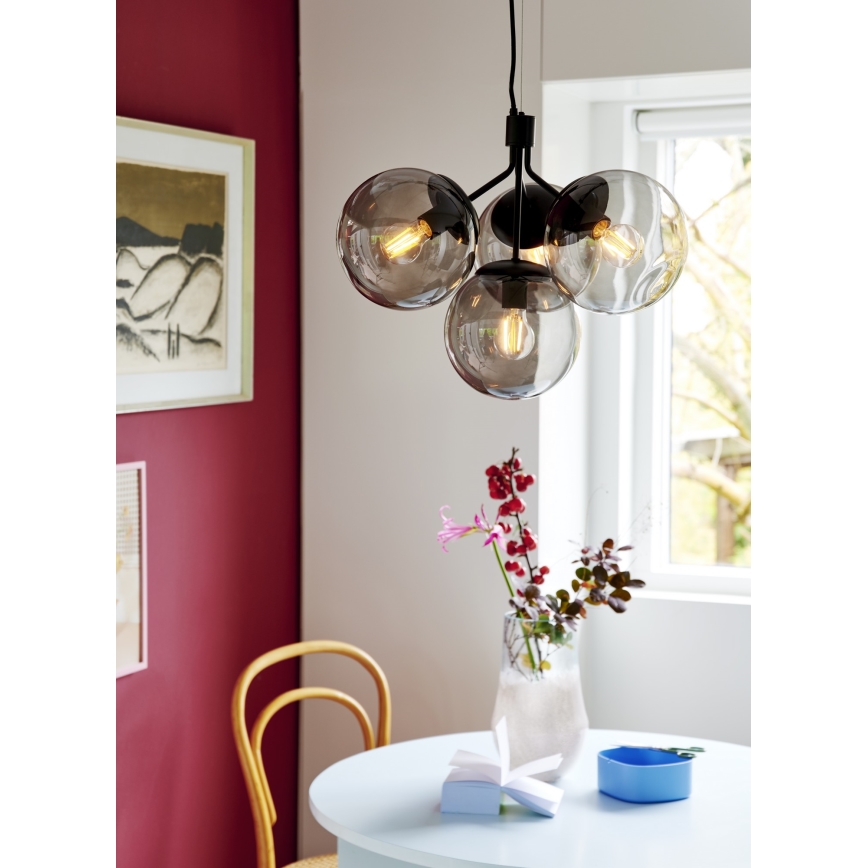 Nordlux - Luster na sajli IVONA 4xE27/28W/230V crno