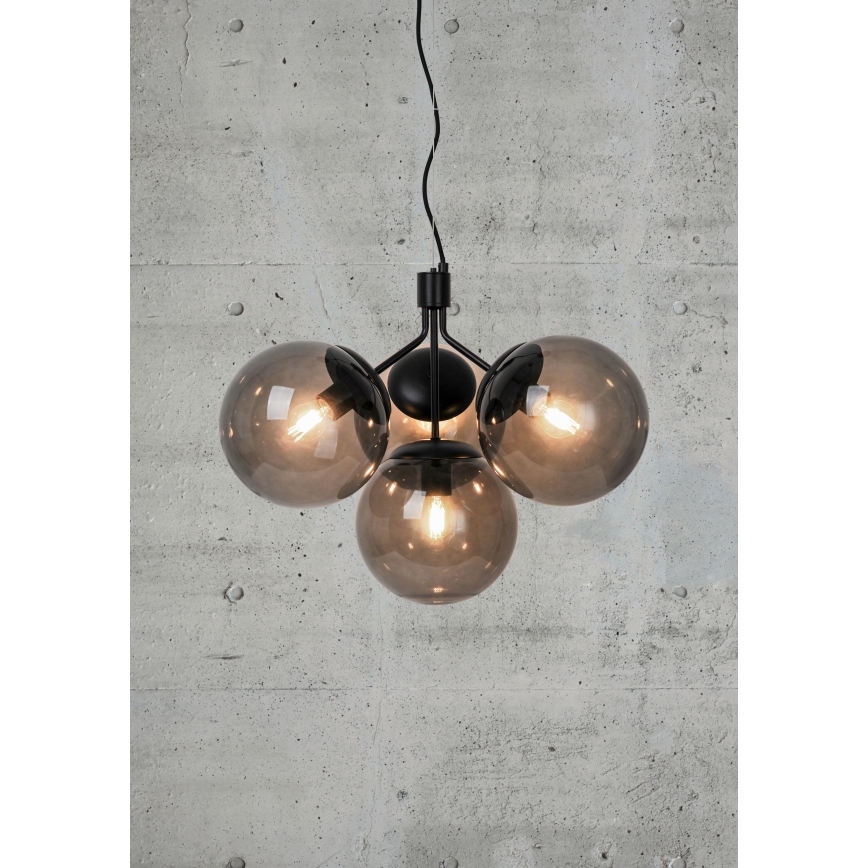 Nordlux - Luster na sajli IVONA 4xE27/28W/230V crno