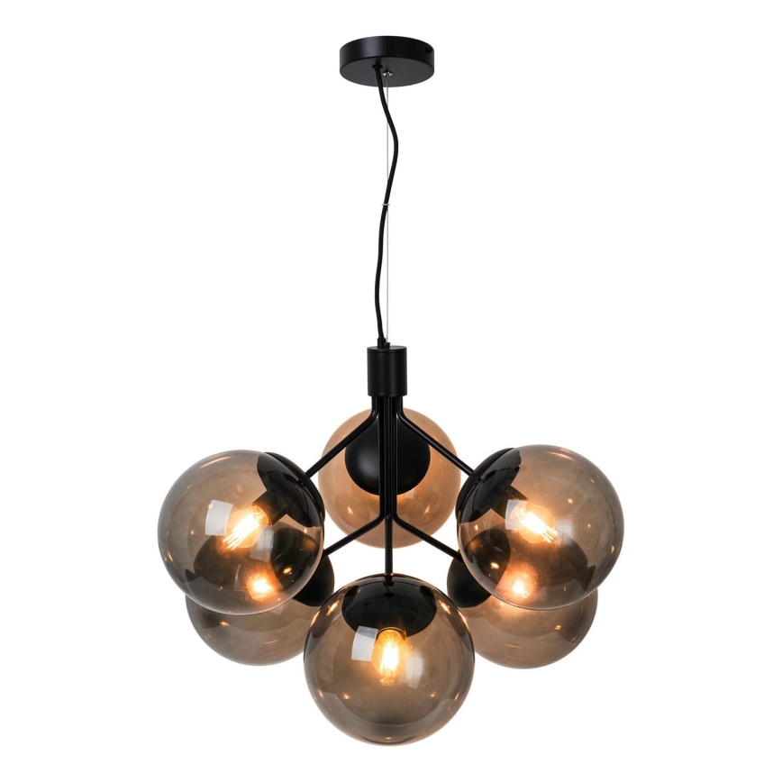 Nordlux - Luster na sajli IVONA 6xE27/28W/230V crno