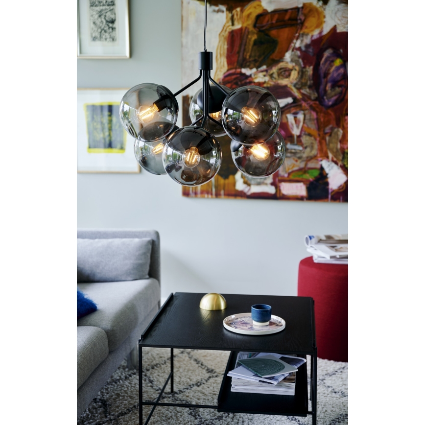 Nordlux - Luster na sajli IVONA 6xE27/28W/230V crno