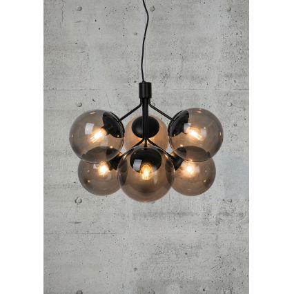 Nordlux - Luster na sajli IVONA 6xE27/28W/230V crno