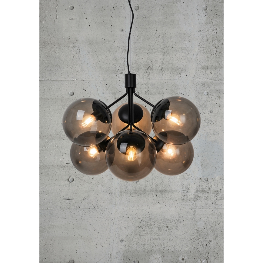 Nordlux - Luster na sajli IVONA 6xE27/28W/230V crno