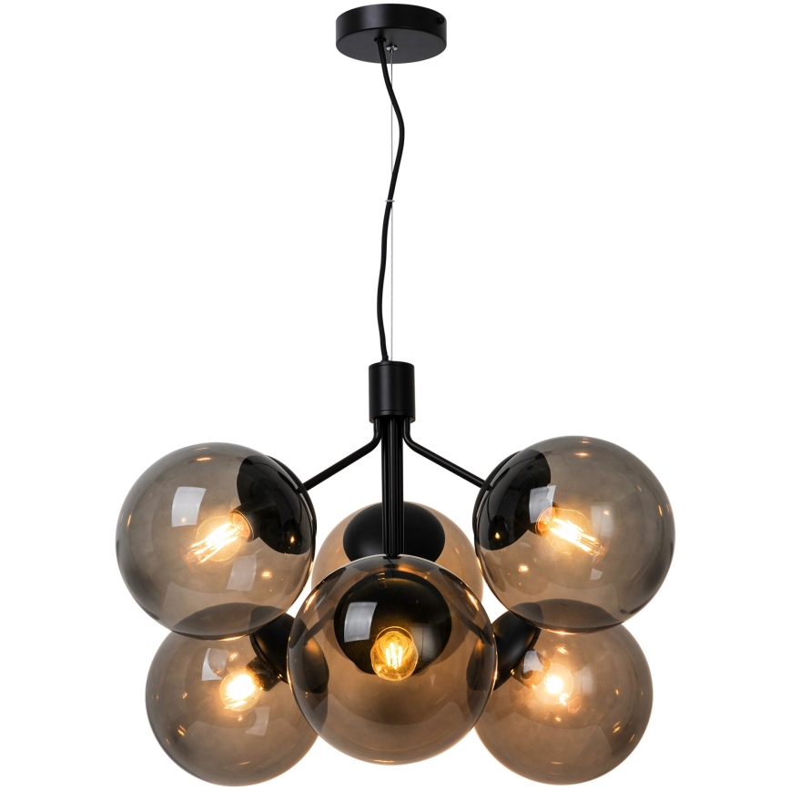 Nordlux - Luster na sajli IVONA 6xE27/28W/230V crno