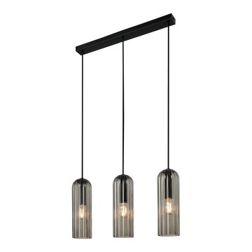 Nordlux - Luster na sajli MIELLA 3xE27/25W/230V crna/dimljena