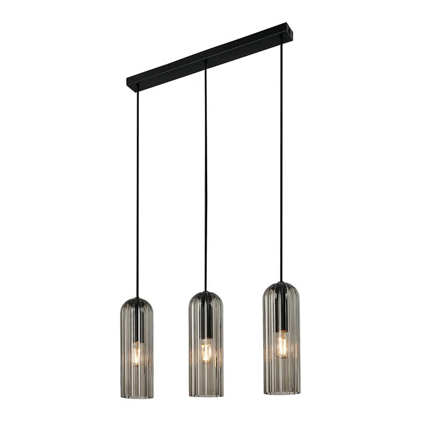Nordlux - Luster na sajli MIELLA 3xE27/25W/230V crna/dimljena