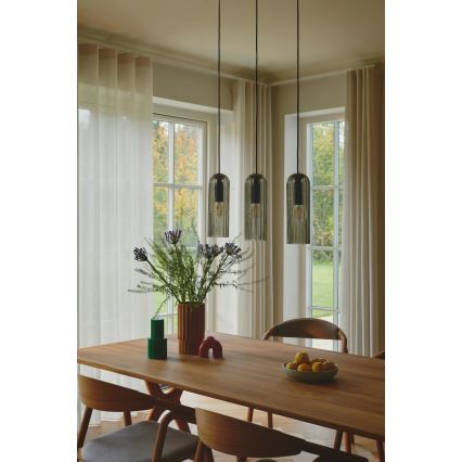 Nordlux - Luster na sajli MIELLA 3xE27/25W/230V crna/dimljena