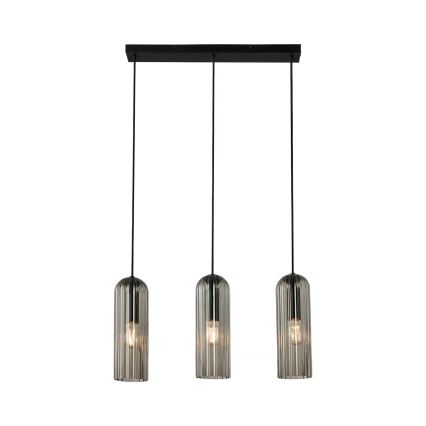 Nordlux - Luster na sajli MIELLA 3xE27/25W/230V crna/dimljena