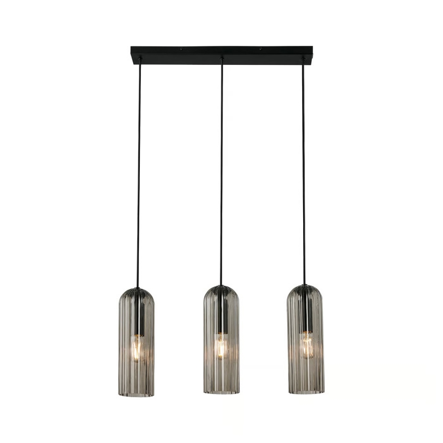 Nordlux - Luster na sajli MIELLA 3xE27/25W/230V crna/dimljena