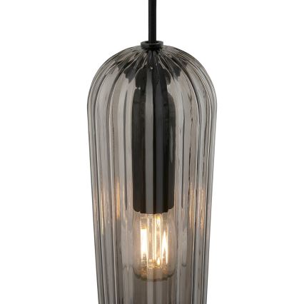 Nordlux - Luster na sajli MIELLA 3xE27/25W/230V crna/dimljena