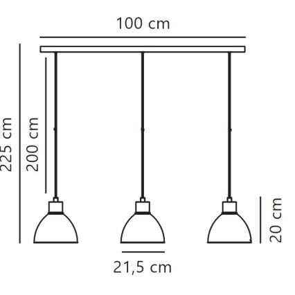 Nordlux - Luster na sajli POP 3xE27/40W/230V crno/zlatna