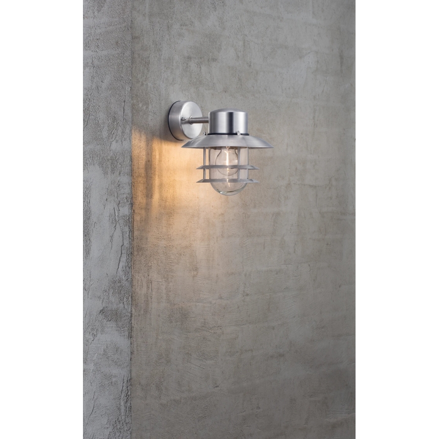 Nordlux - Spoljašnja zidna lampa BLOKHUS 1xE27/60W/230V IP54 srebrno