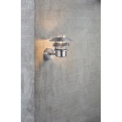 Nordlux - Spoljašnja zidna lampa BLOKHUS 1xE27/60W/230V IP54 srebrno