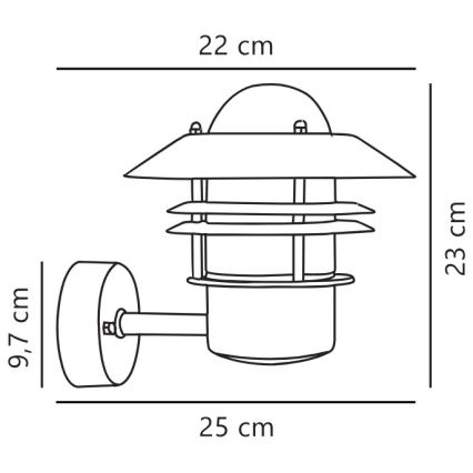 Nordlux - Spoljašnja zidna lampa BLOKHUS 1xE27/60W/230V IP54 srebrno