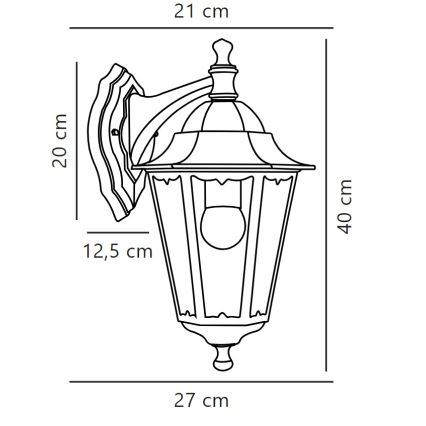 Nordlux - Spoljašnja zidna lampa CARDIFF 1xE27/60W/230V IP44
