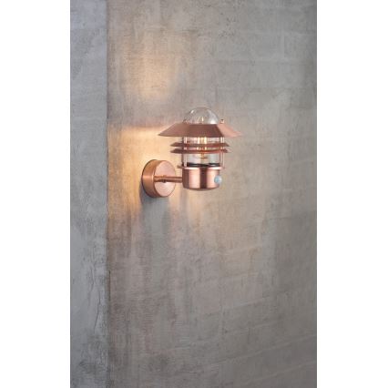 Nordlux - Spoljašnja zidna lampa sa senzorom BLOKHUS 1xE27/60W/230V IP54 bakrena