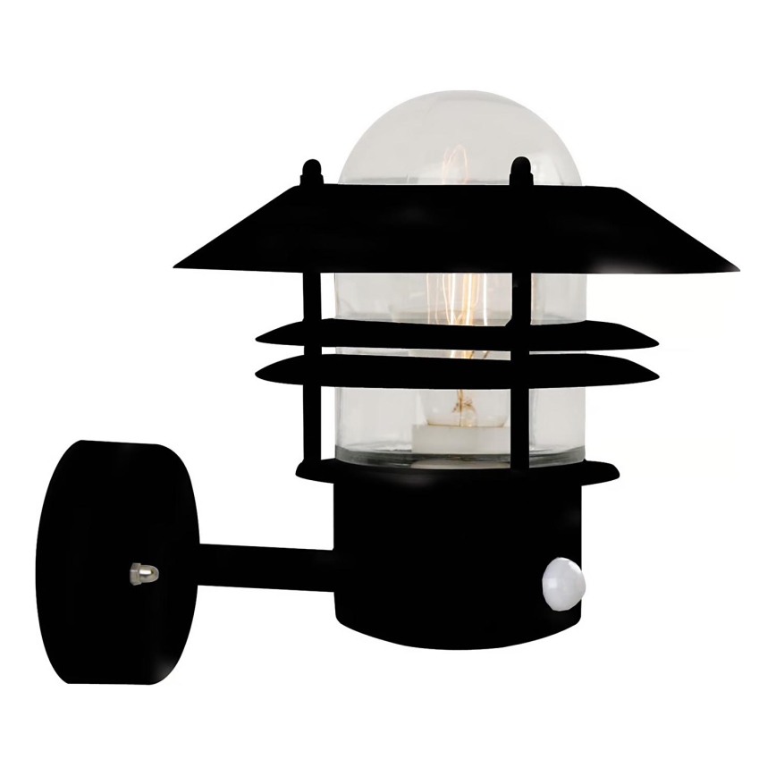 Nordlux - Spoljašnja zidna lampa sa senzorom BLOKHUS 1xE27/60W/230V IP54 crno