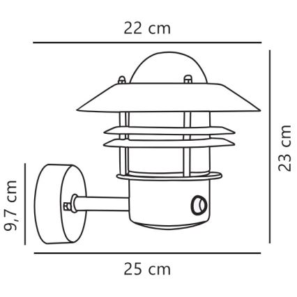 Nordlux - Spoljašnja zidna lampa sa senzorom BLOKHUS 1xE27/60W/230V IP54 crno