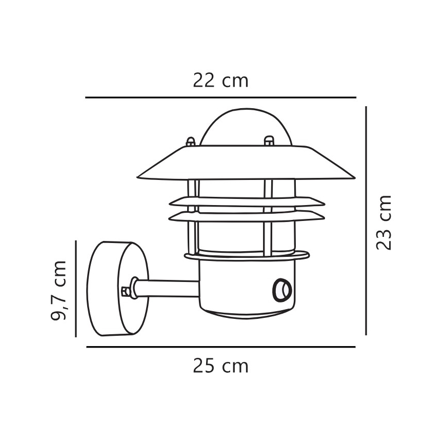 Nordlux - Spoljašnja zidna lampa sa senzorom BLOKHUS 1xE27/60W/230V IP54 crno